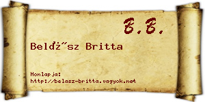Belász Britta névjegykártya